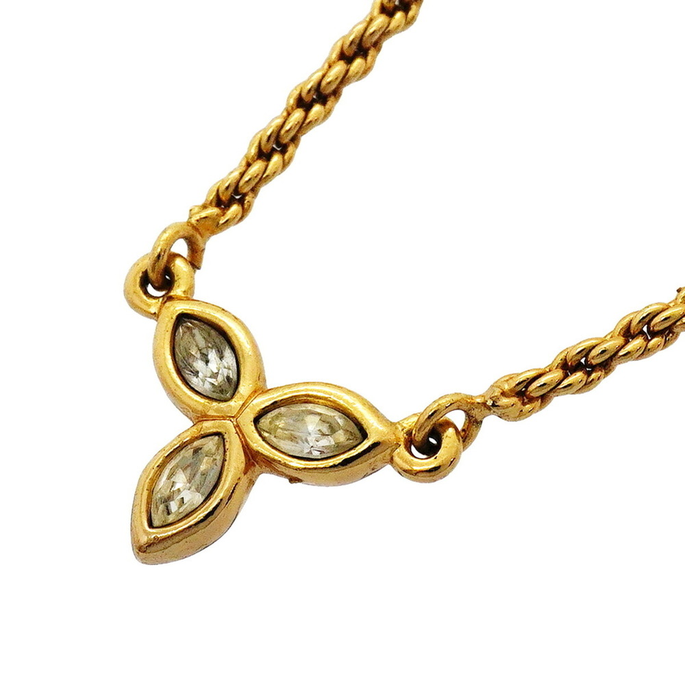 Christian Dior Necklace, GP Plated, Rhinestone, Gold, Women's